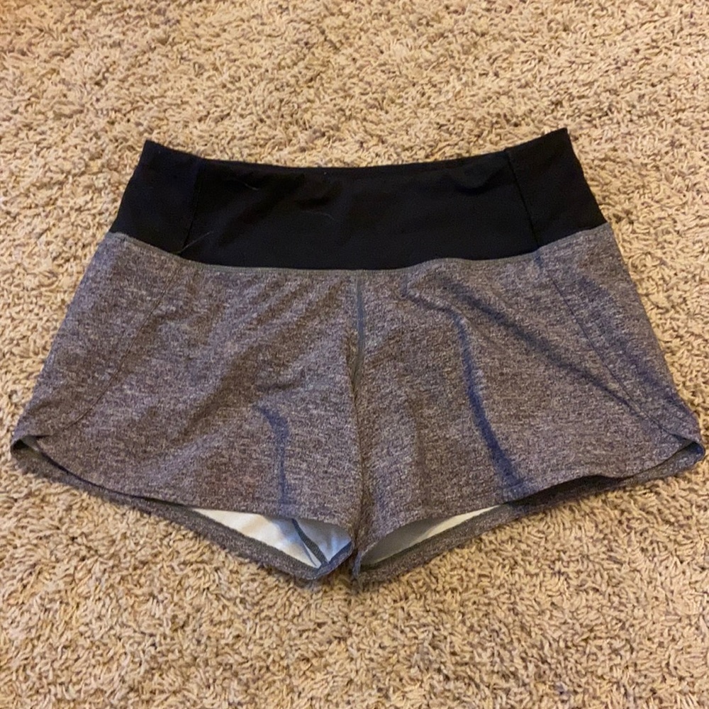 Grey/Black Lululemon Speed Up Shorts 4” Size 2